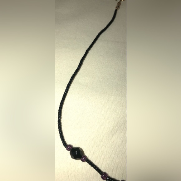 Handcrafted Black & Purple Crystal Bead 18” Necklace - Picture 9 of 14